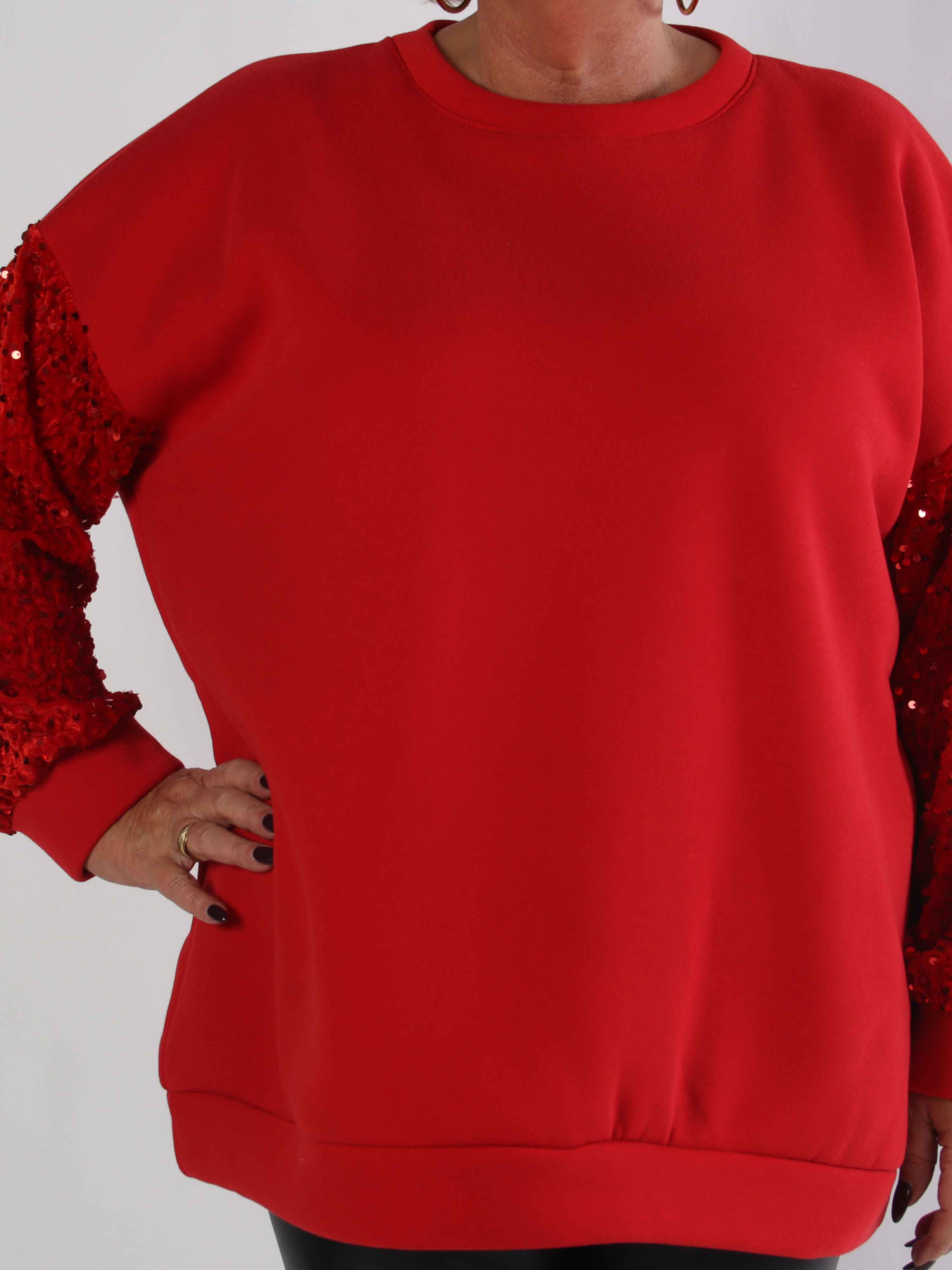 Cytherea - Plus size sweatshirt i bomuld med pailletter på ærmet